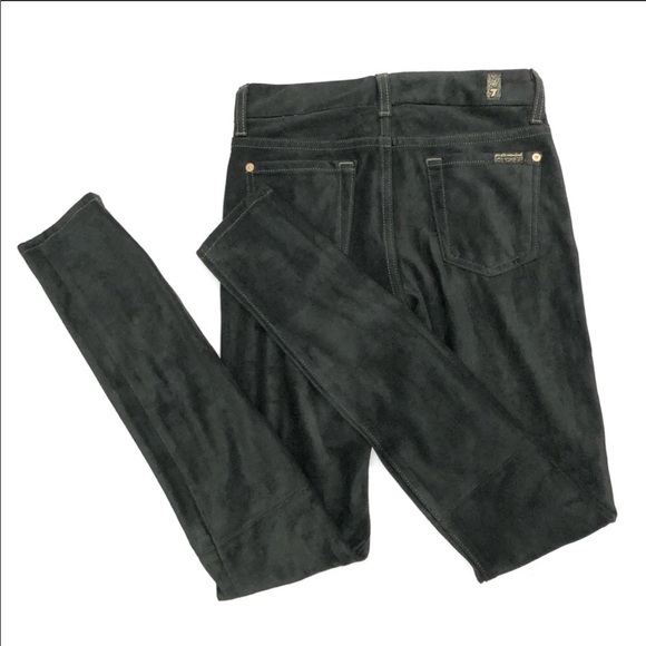 7 FAM Skinny Sueded Jeans in Olive Juniper Green - Picture 5 of 8